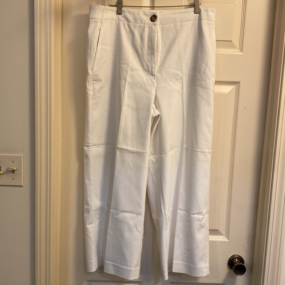 Ann Taylor the Kate wide leg crop high rise white pants size 14 - Picture 3 of 12